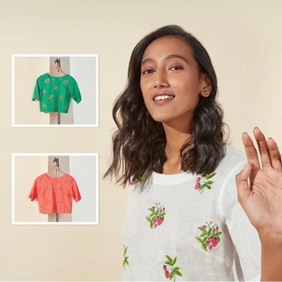 None Tops - Embroidered crop Top. Size- XS (Fit S too)